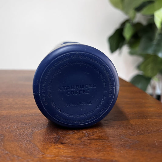 Starbucks 2010 Glass Blue Silicone Sleeve Bottle Tumbler Flip Top Cold Water
