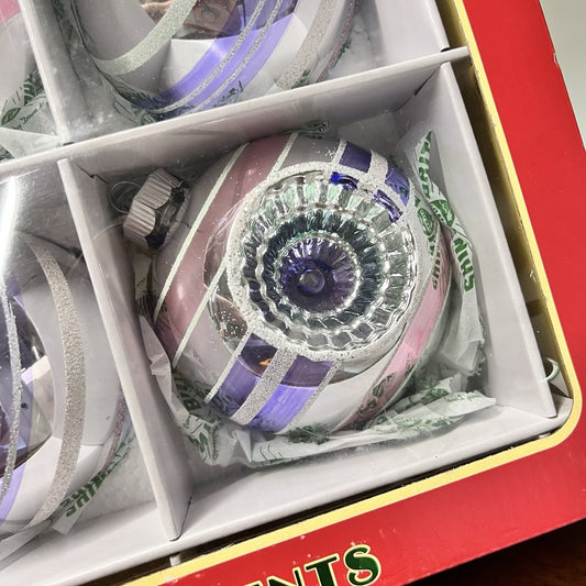 4 x Shiny Brite Radko Pastel Christmas Ornament Starburst Reflector Indent