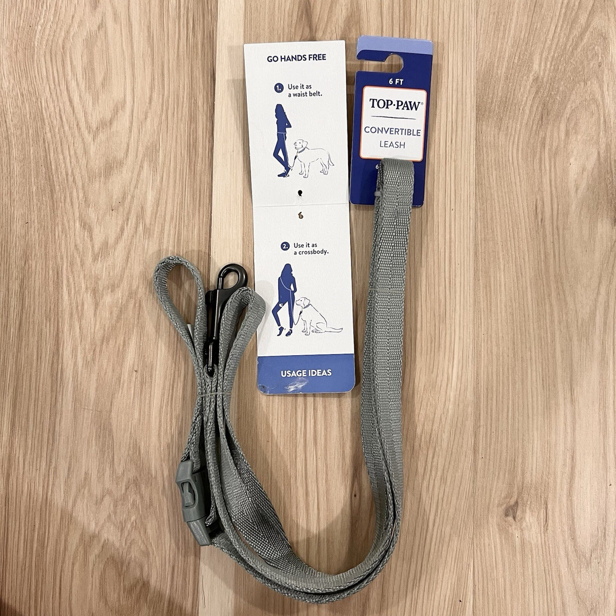 Convertible Leash 6ft Dog Puppy Hands Free Crossbody Waist Belt Grey Unisex