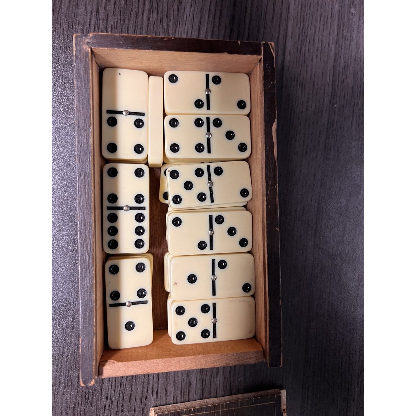 Vintage 80's Pressman Tournament Dominoes Set w/ Wooden Box