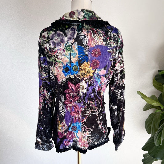 Alberto Makali Velvet Blazer Floral (L) Gothic Witchy Romantic Wearable Art