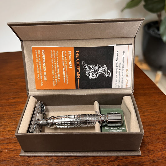 Vikings Blade “The Chieftain” Luxury Double Edge Safety Razor, Case & Blades