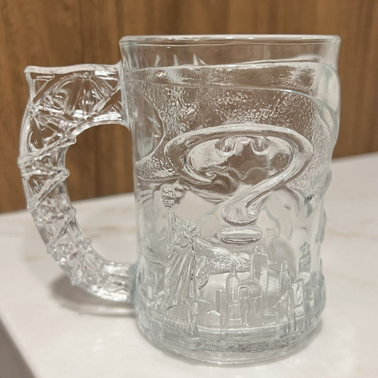 1995 Batman Forever Batman McDonalds Glass Mug Cup DC Comics Vintage 3D