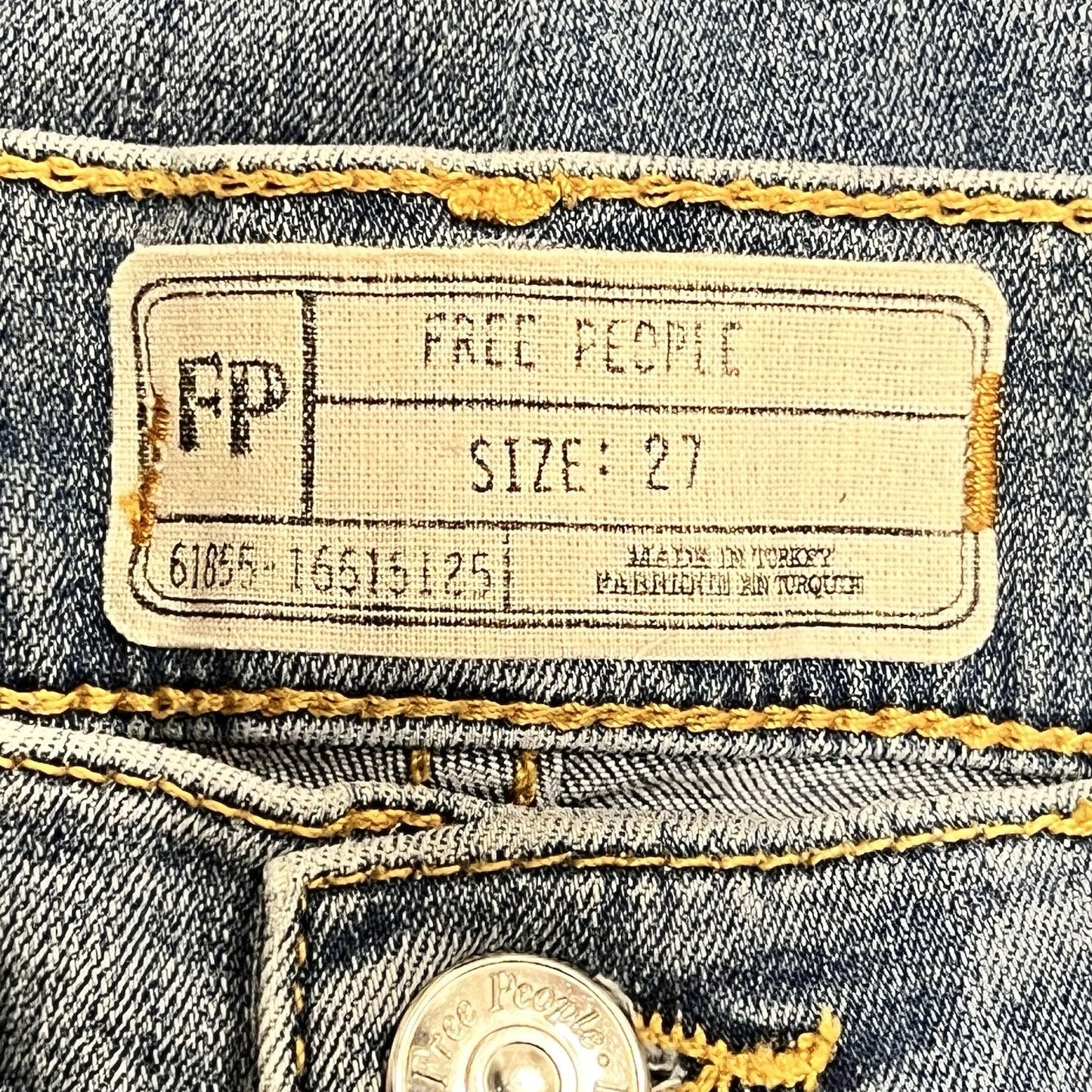 Free People Sz 27 Busted Knee Distressed Mid-Rise Skinny Jeans Stretch