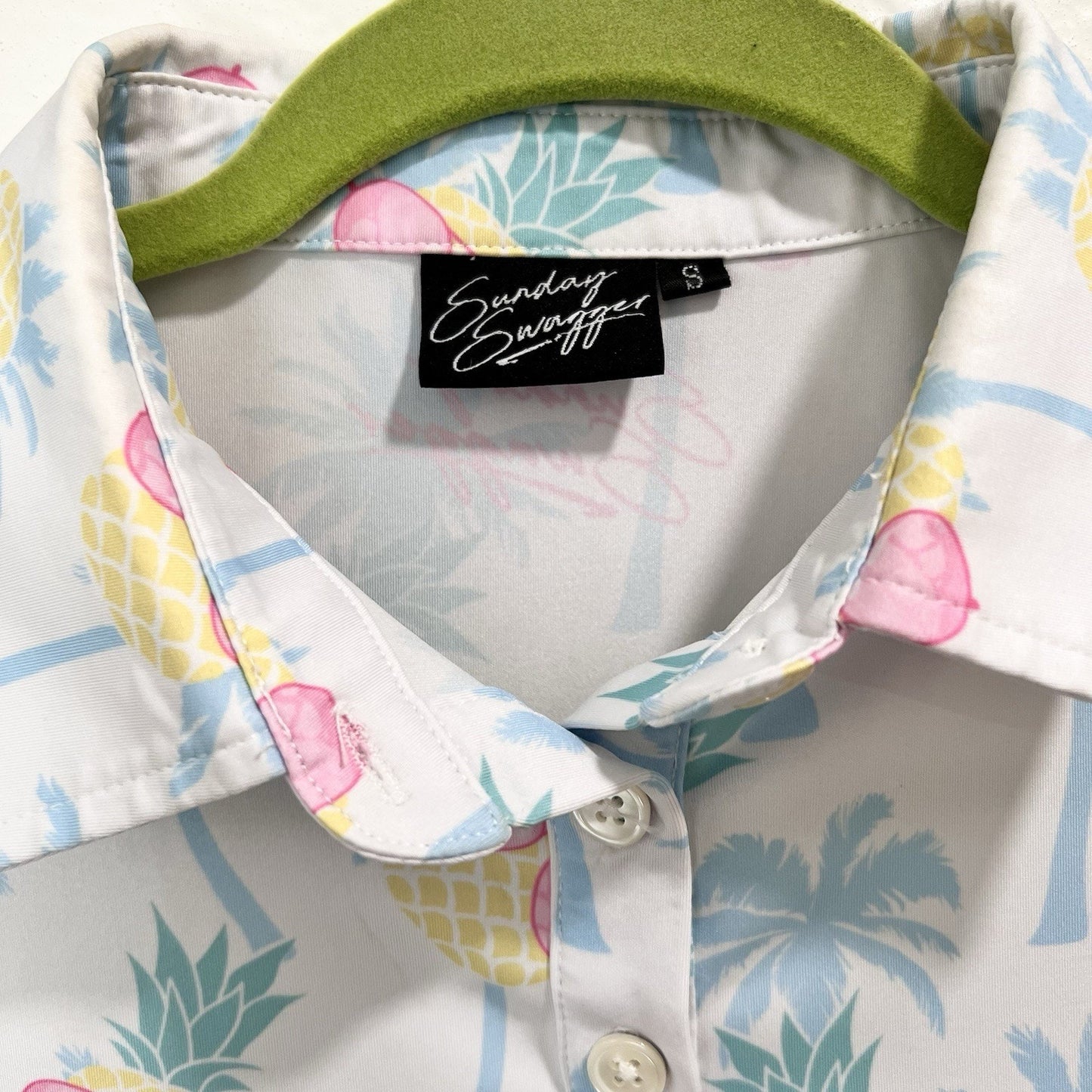 Sunday Swagger Women (S) Sleeveless Polo Shady Pineapple Novelty Funny UPF Golf