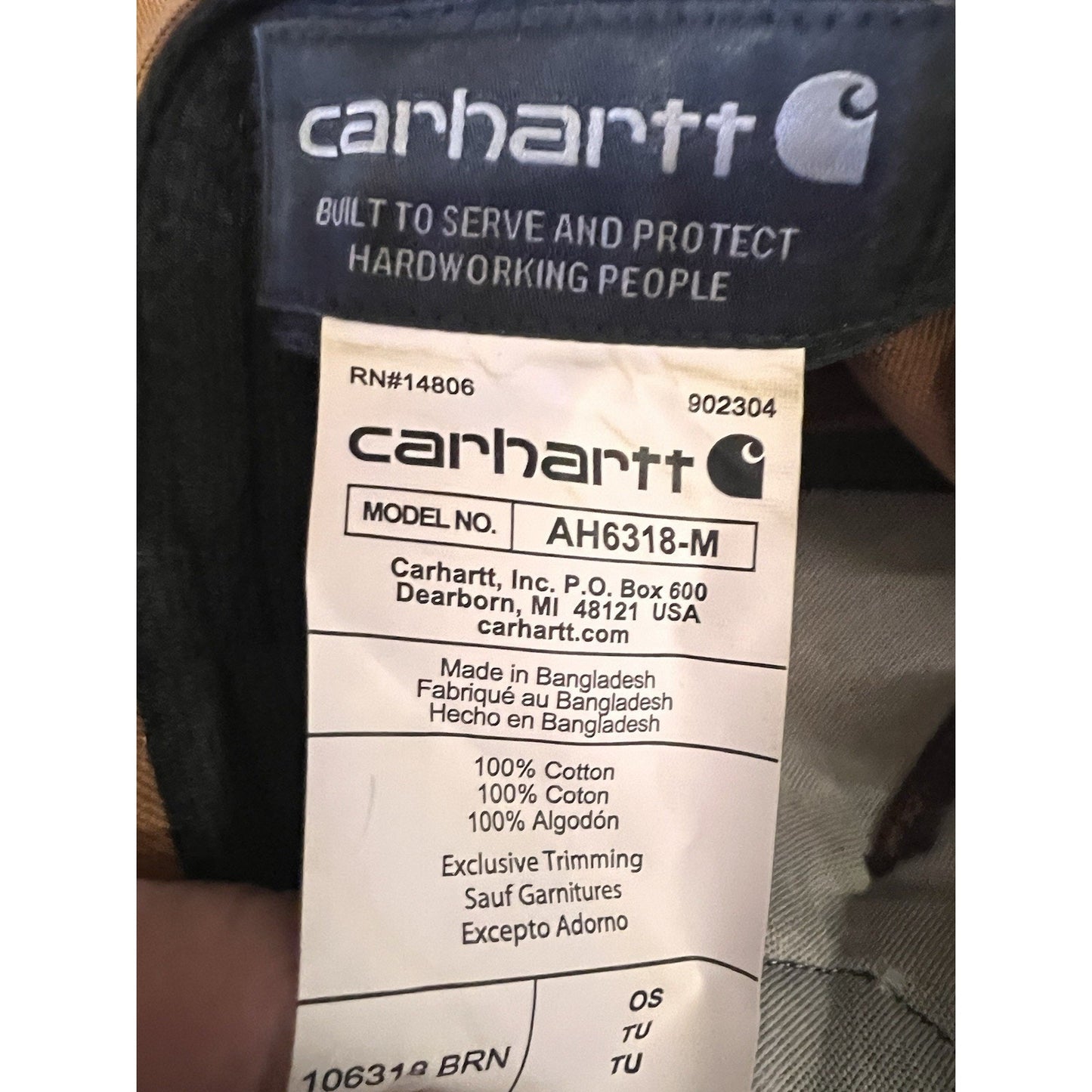 Carhartt Tan One Size Baseball Hat