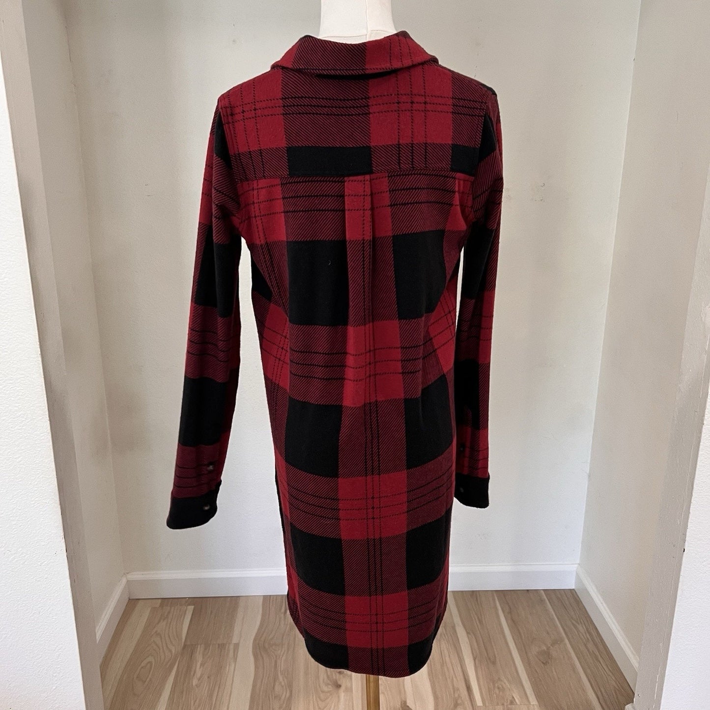 Faherty XS Legend Sweater Dress Buffalo Plaid Button Front Long Sleeve Cozy