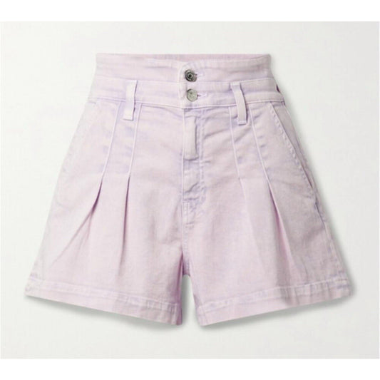 Veronica Beard 26/2 Jaylen High Rise Pleated Denim Shorts Lavender Purple