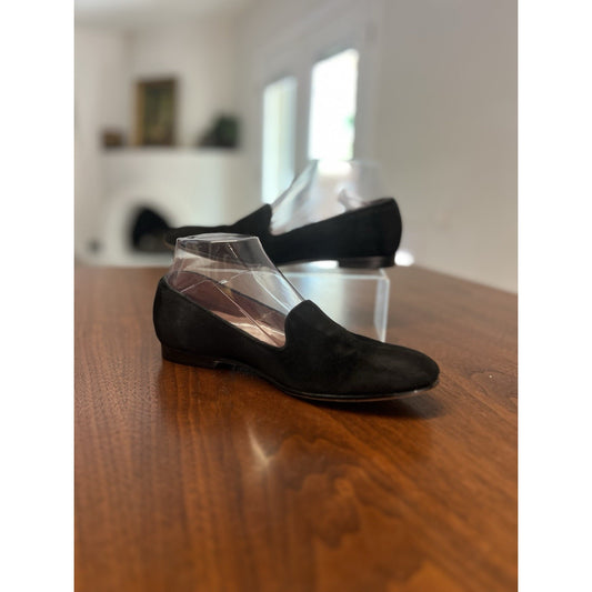 VIONIC Willa Black Suede Smoking Slipper Loafer Flat Arch Support Women Size 6.5