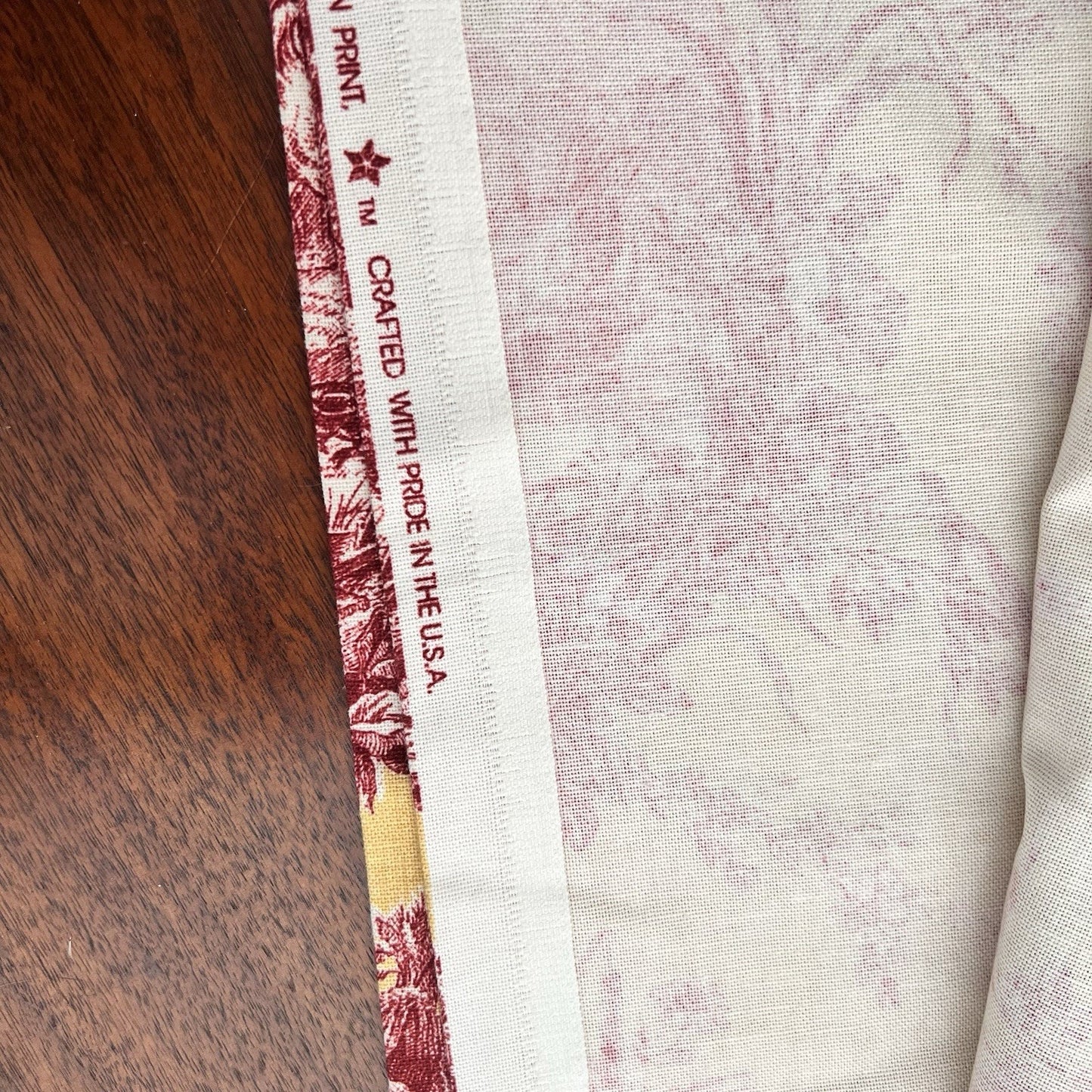 Waverly Fabric La Petite Ferme 6.6 Yards x 53” Pieced Yellow Red Rooster Toile