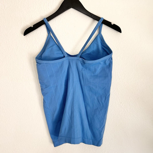 Patagonia Medium Women Tank Top Ribbed Strappy Blue Stretch Shelf Bra Outdoor