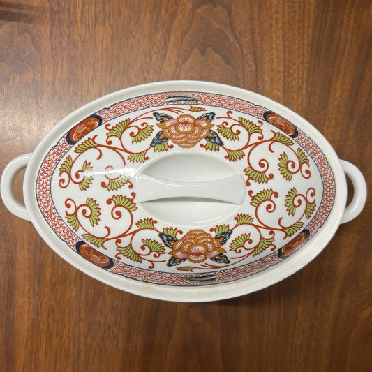 Georges Briard "Peony" 2 Qt Covered Casserole Dish Japanese Imari Reproduction