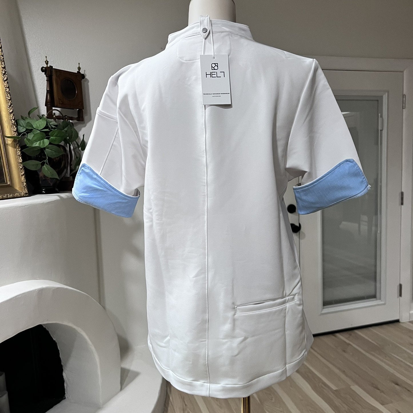 NWT Helt Studios Lg Stephany Crewtech Short Sleeve Chef Coat White Women Uniform