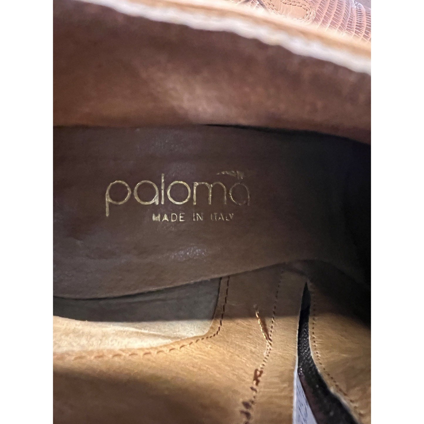Paloma Tan Western Style Ankle Boots Made In Italy Size 7
