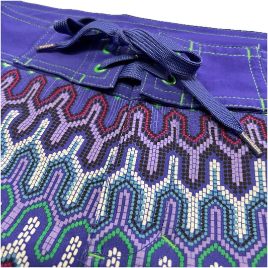 prAna Women (S) Makenna Board Shorts Low Rise Surfing Hiking Purple Geometric