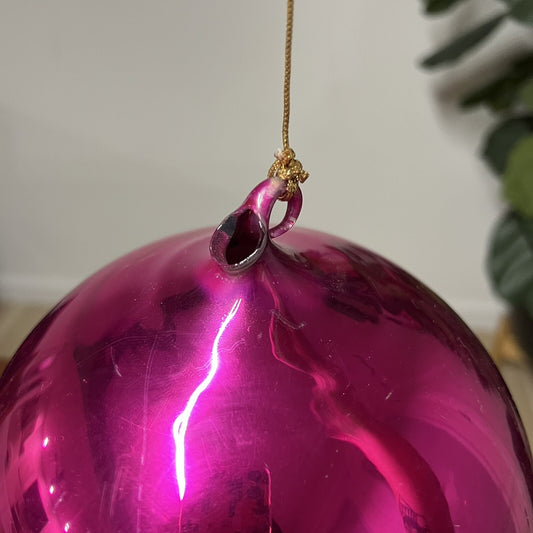 9” Department 56 Pink Hand Blown Mercury Glass Medium Ball Ornament #4839-9