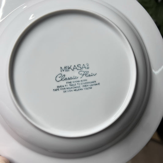 6 x Mikasa Classic Flair White Rim Soup Bowls 9” Calla Lily Helen Uglow