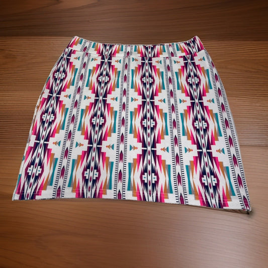 Sterling Kreek River Run Skirt Aztec Southwest Print Pencil Mini Skirt Size XL