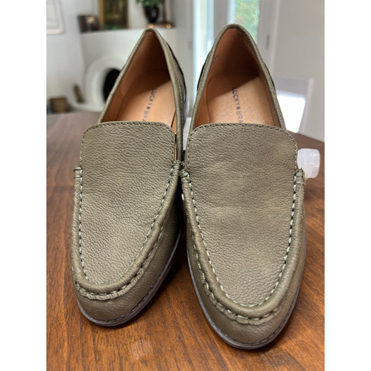 LUCKY BRAND Edrica Olive Green Suede Loafers Slip On- Shoe Size 5 1/2 M NEW