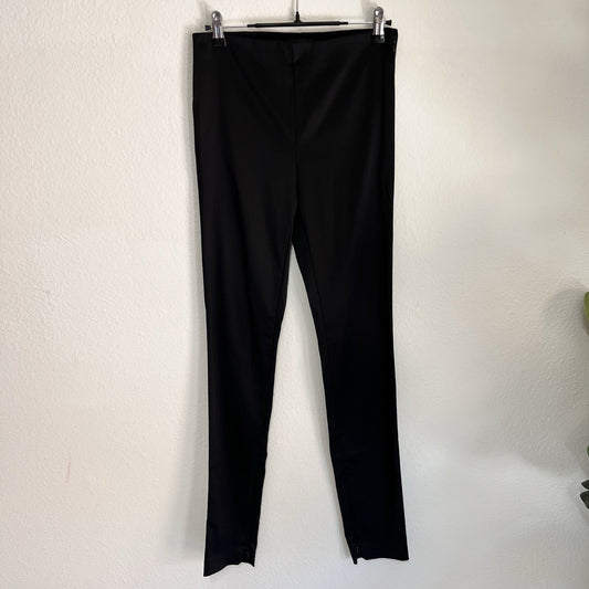 NWT $295 Theory Skinny Legging 4/27 Black Satin Stretch Pants Ankle Zip