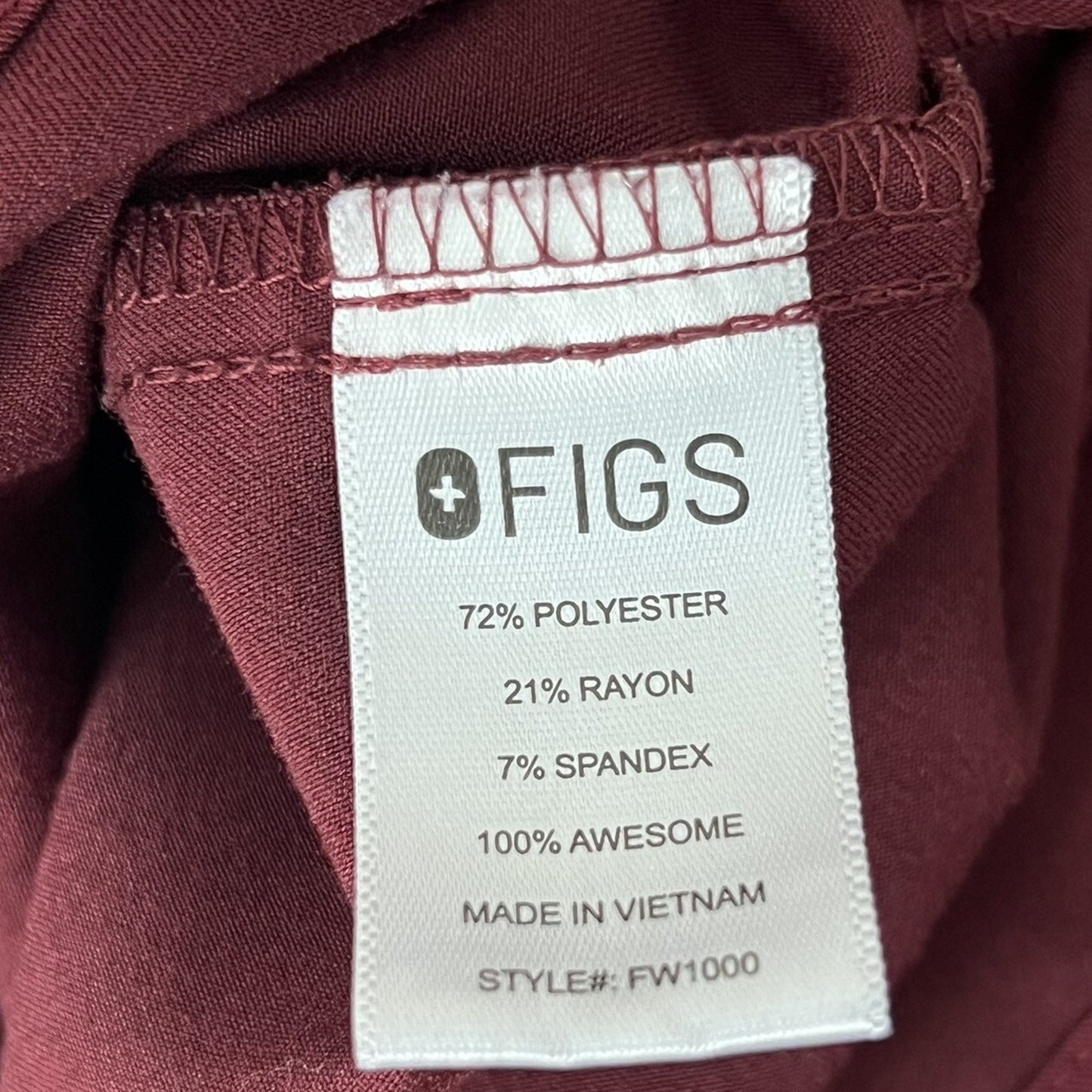 FIGS (S) Catarina V-Neck One Pocket Scrub Top Burgundy Red FW1000 Medical Nurse