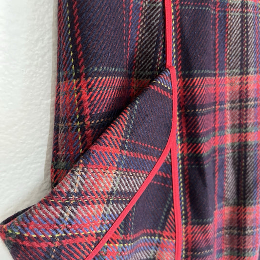 ANTHROPOLOGIE Plenty 6 Tracy Reese Red/Navy Plaid Wool Blend Pencil Skirt Preppy