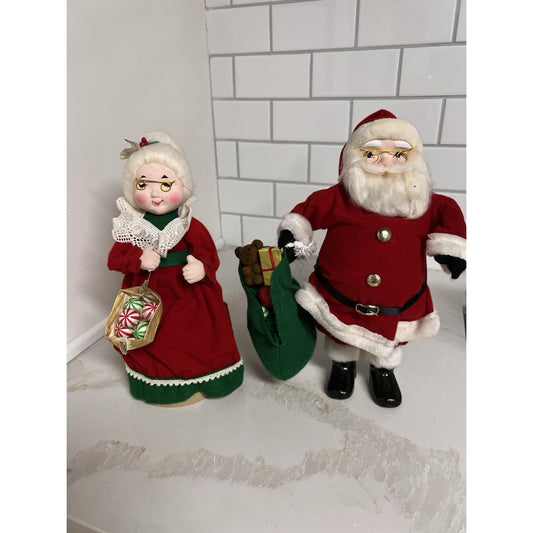 Vintage Santa & Mrs Claus 13" Figures Kitsch MCM Retro Holiday Nostalgic Decor