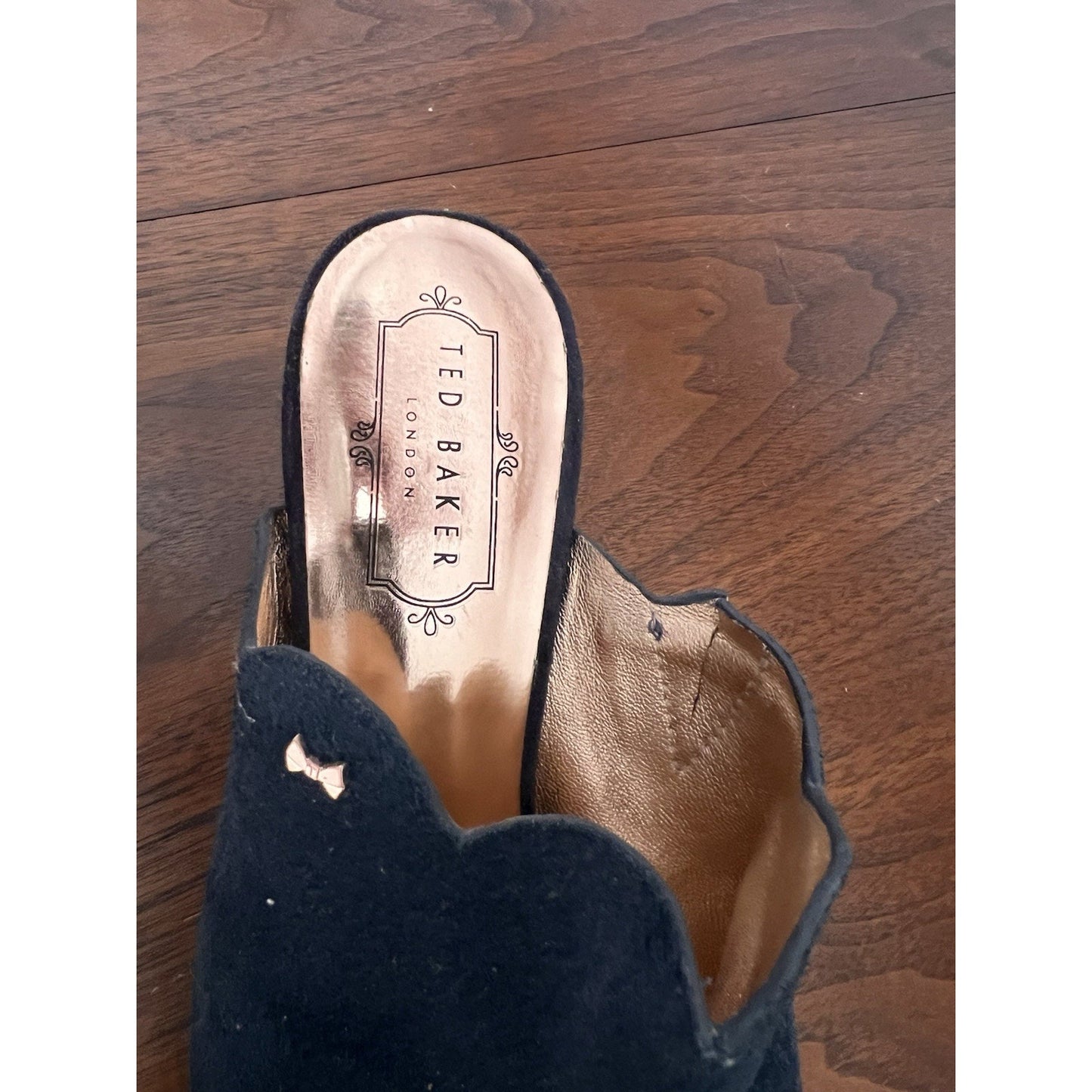 Ted Baker Women's Zinia Slide Perp Toe Suede Sandal Black Color Sz 37.5 EU 7 US