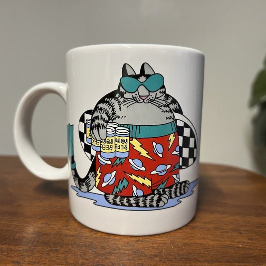 Vintage B. Kliban Tourist Cat Mug 1989 Lolo Beer Beach Surf Retro Novelty Dad