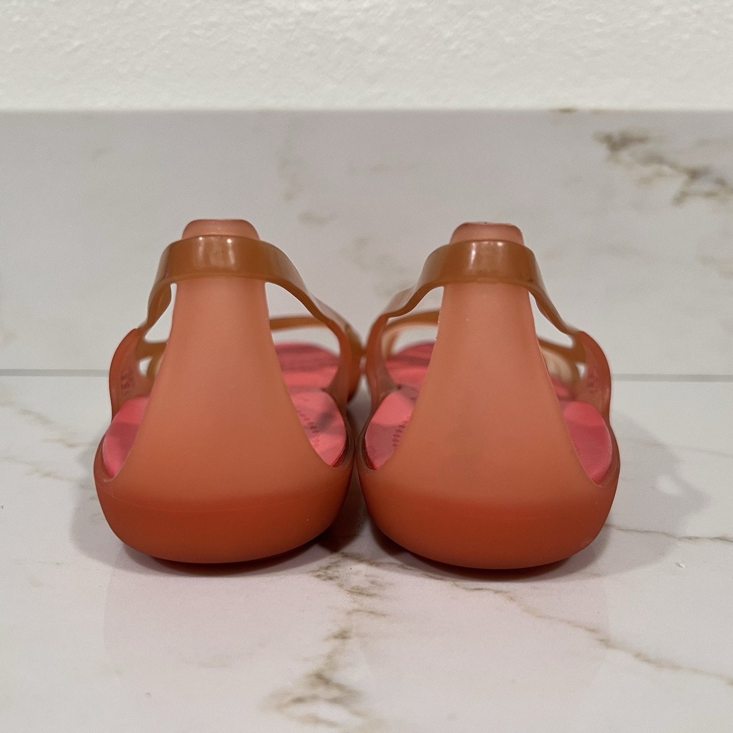 Crocs Isabella Huarache Jelly Sandals 10 Flat Slip On Coral Pink