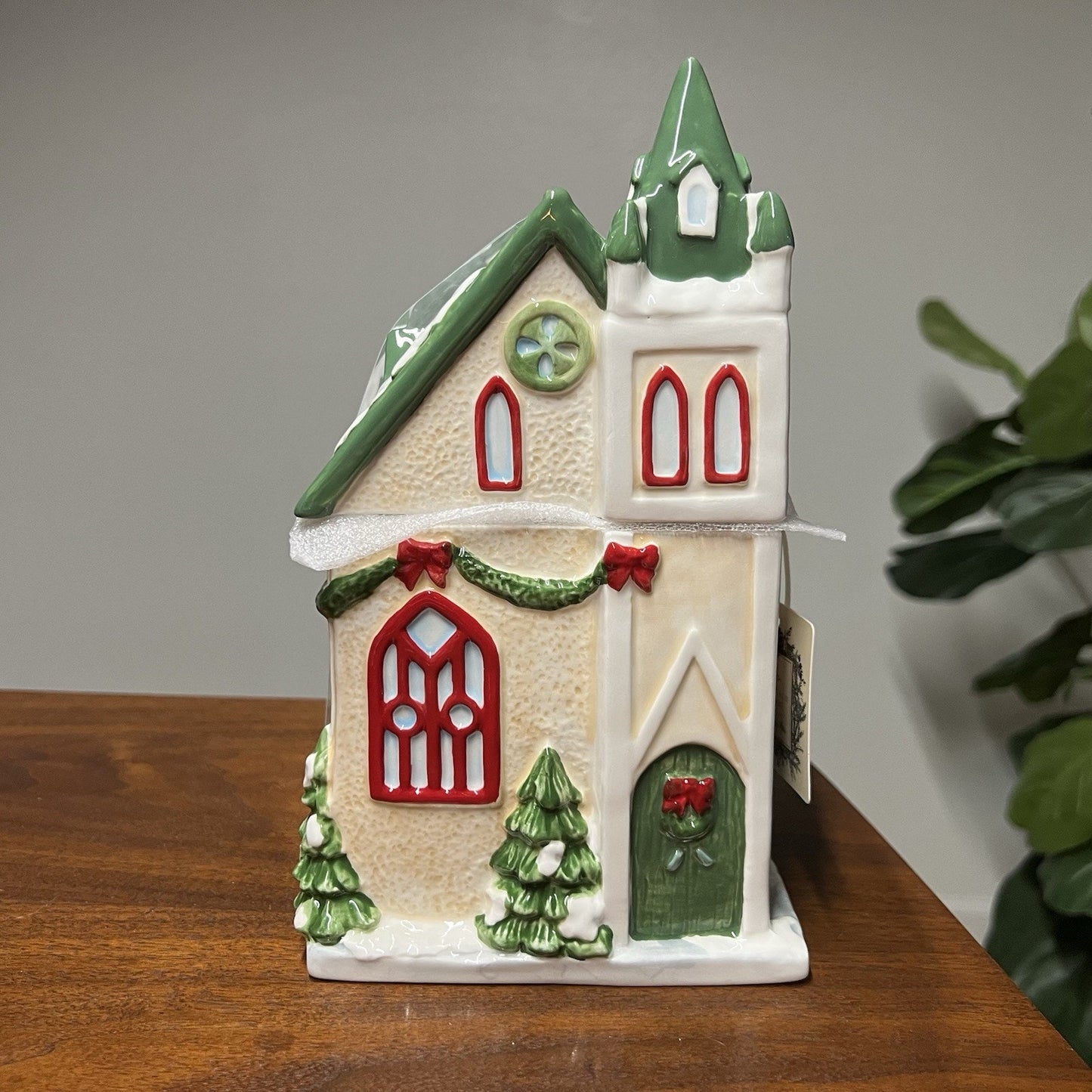 NEW Ridgefield Home Christmas Cookie Jar Canister 9.5” Christmas Green Holiday