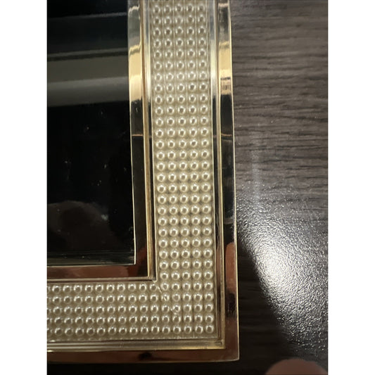 Lenox Gold & White Pearl Picture Frame 12” x 9.5” Outer 9.5” x 7.33” Inner