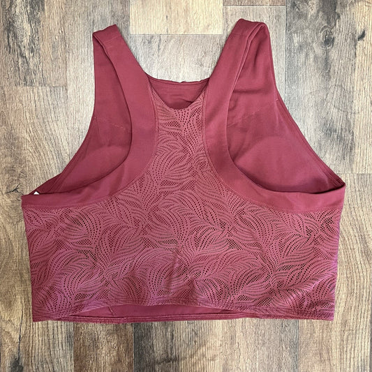 Athleta XL Conscious Lace Crop Top Shelf Bra Pink High Neck Low Impact Support