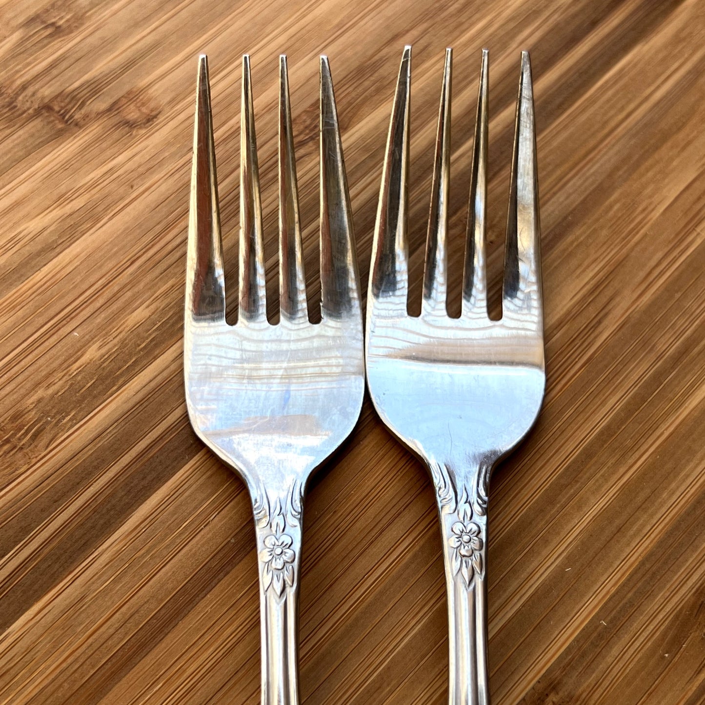 Rogers "DREAM ROSE" aka "Rose Bud" (2) Salad Forks - Stainless Flatware Korea