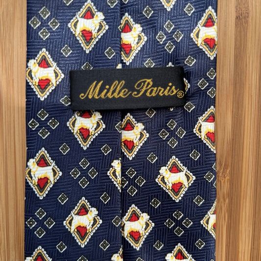 Mille Paris Handmade Necktie Men's Golden Retriever Tie Dog Blue Red