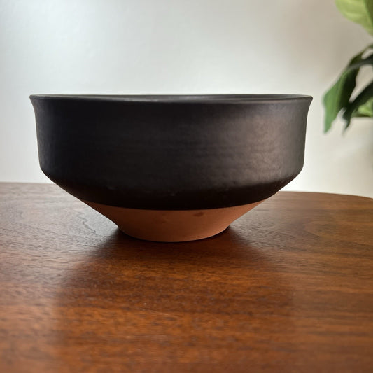 CB2 Dolce Black Terra Cotta Semi-Matte Bowl Crate Barrel Modern Minimalist