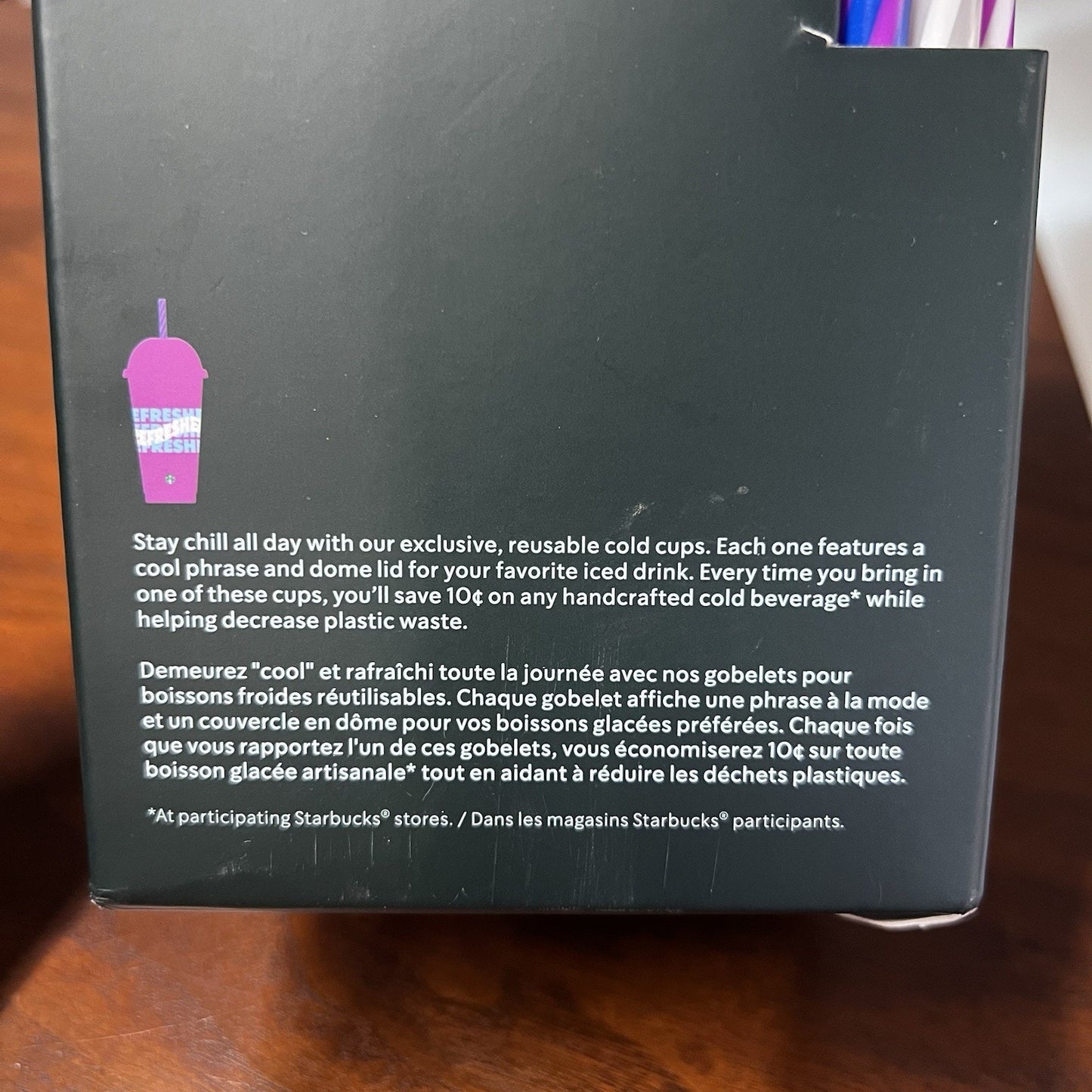 NEW Set Of 5 Starbucks Summer Reusable Cold Cups 24 oz Dome Lid w/ Straws