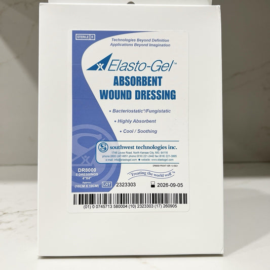 Elasto-Gel Wound Dressing Without Tape 4x4” Box of 5 DR8000 Cooling Cut To Fit