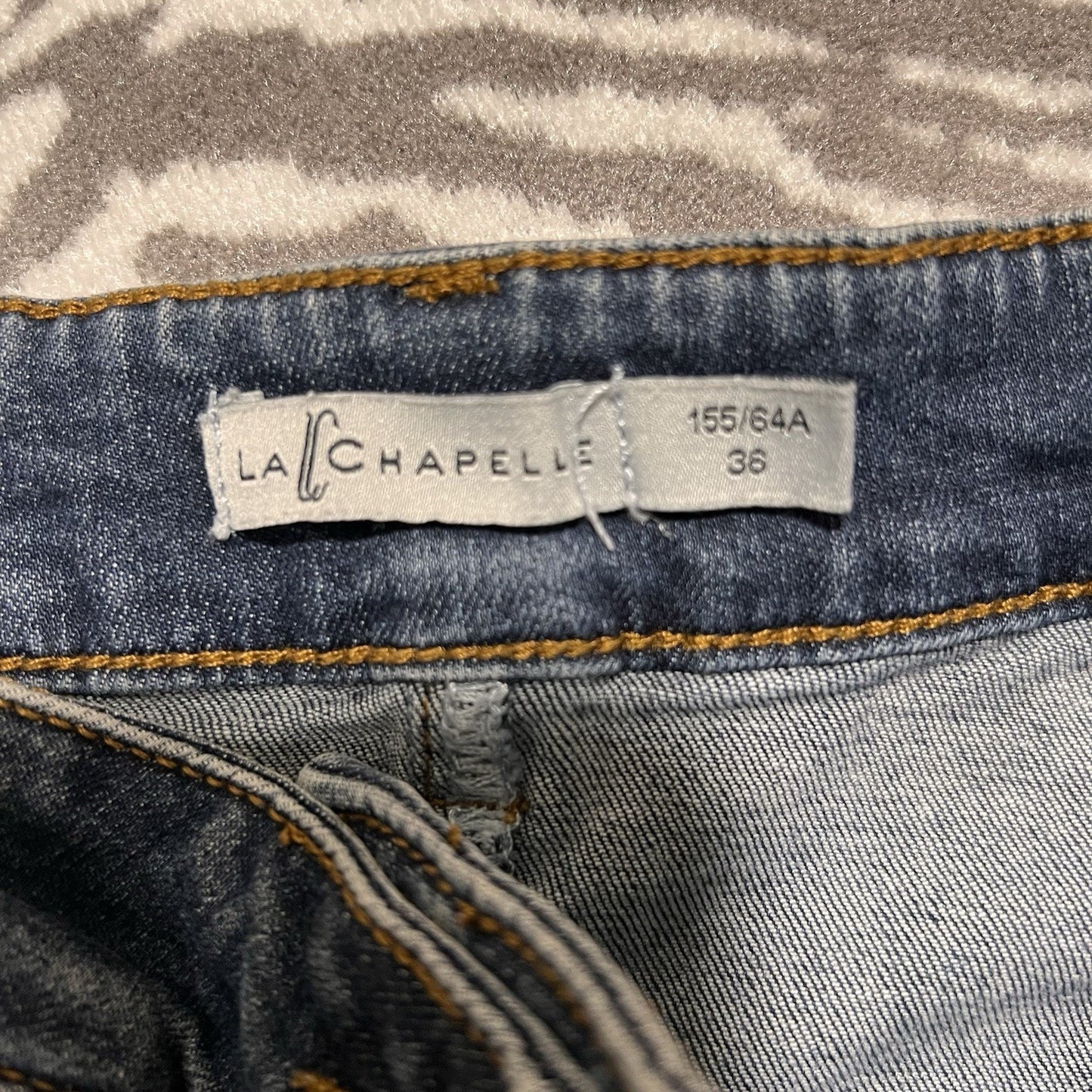 Y2K Denim Mini Skirt 26” Button Front High Rise La Chapelle Mall Brand McBling