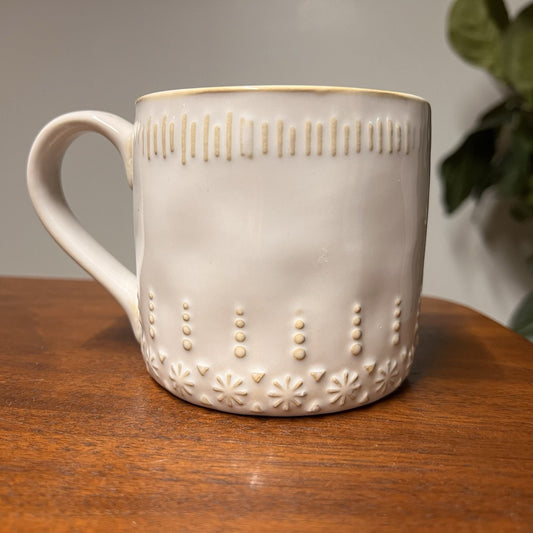 Potters Studio Christmas Bell Mug Embossed Stoneware Rustic Farmhouse Holiday