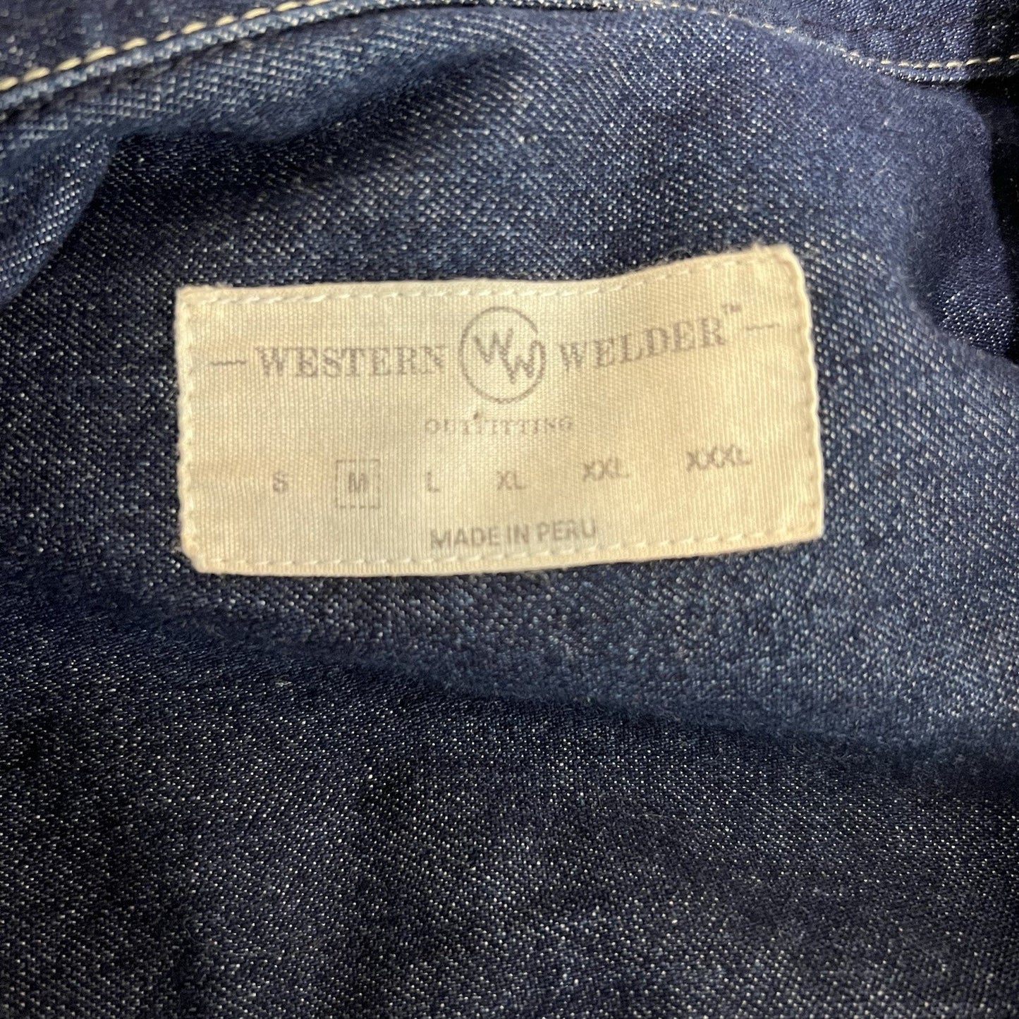 Western Welder (M) Classic Work Shirt Denim Triple Stitched Pearl Snap Yoke