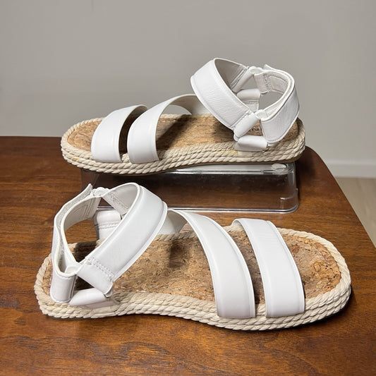 Vince Elian Leather Espadrille Sandal 6M White 36 EU Designer Luxury Cork