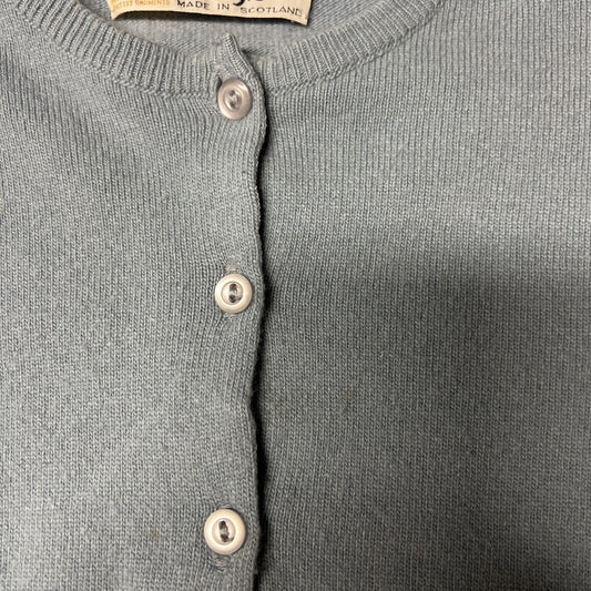 Vtg 1970’s Cashmere By Pringle Of Scotland Baby Blue Button Front Cardigan Sz M