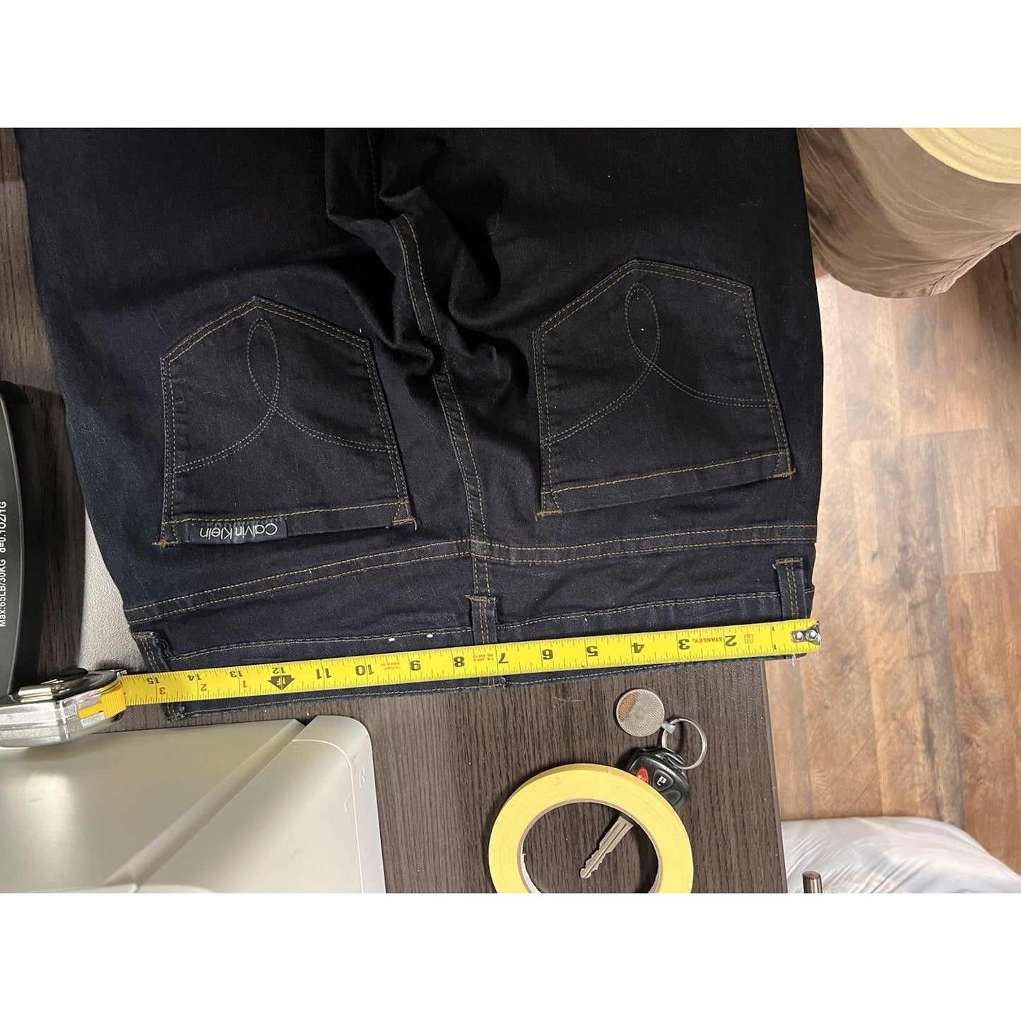 NWOT Calvin Klein Straight Leg Jean Size 4, 32 Long/Tall Power Stretch Dark Wash