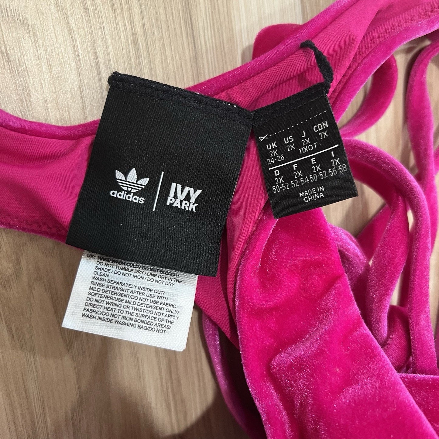 adidas IVY PARK 2X Pink Velvet Sexy Beyonce Bra Sleeves Bikini Top Festival