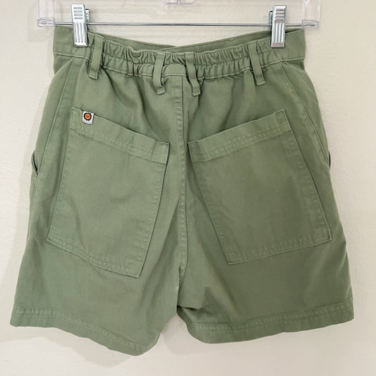 Big Bud Press Shorts XS Utility Work Twill High Rise Elastic Waist Green Unisex