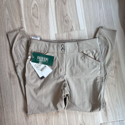 NWT Dover Saddlery Beverly Breeches Girls 14 Horse Riding Pant Tan Knee Patch