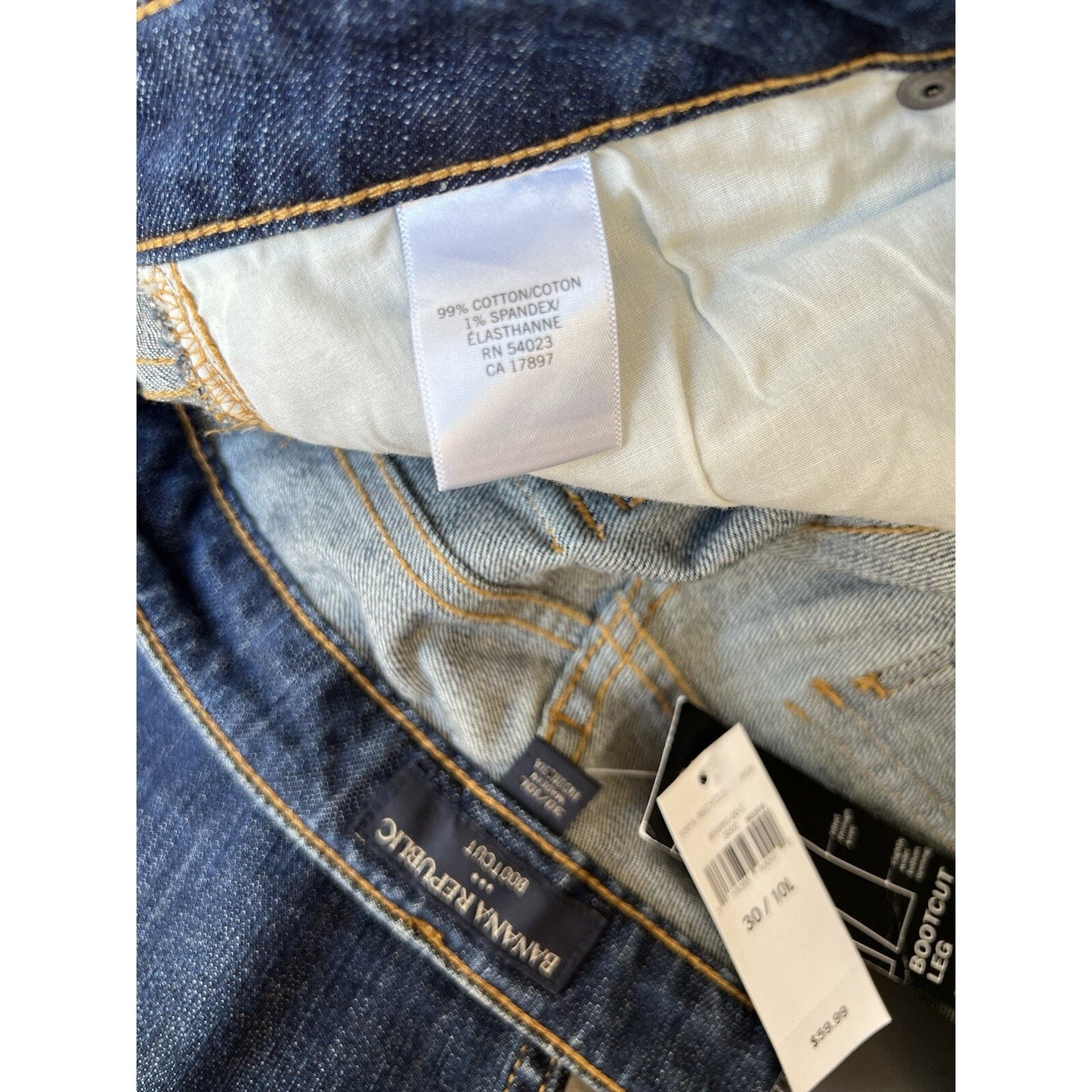 NWT Banana Republic Sz 10 Long Bootcut Jeans 30/10L Dark Low Rise Straight