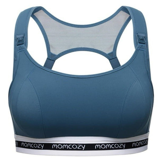 momcozy Nursing Sports Bra 2XL Plus Size 42DD/E Blue Wireless Padded Low Impact