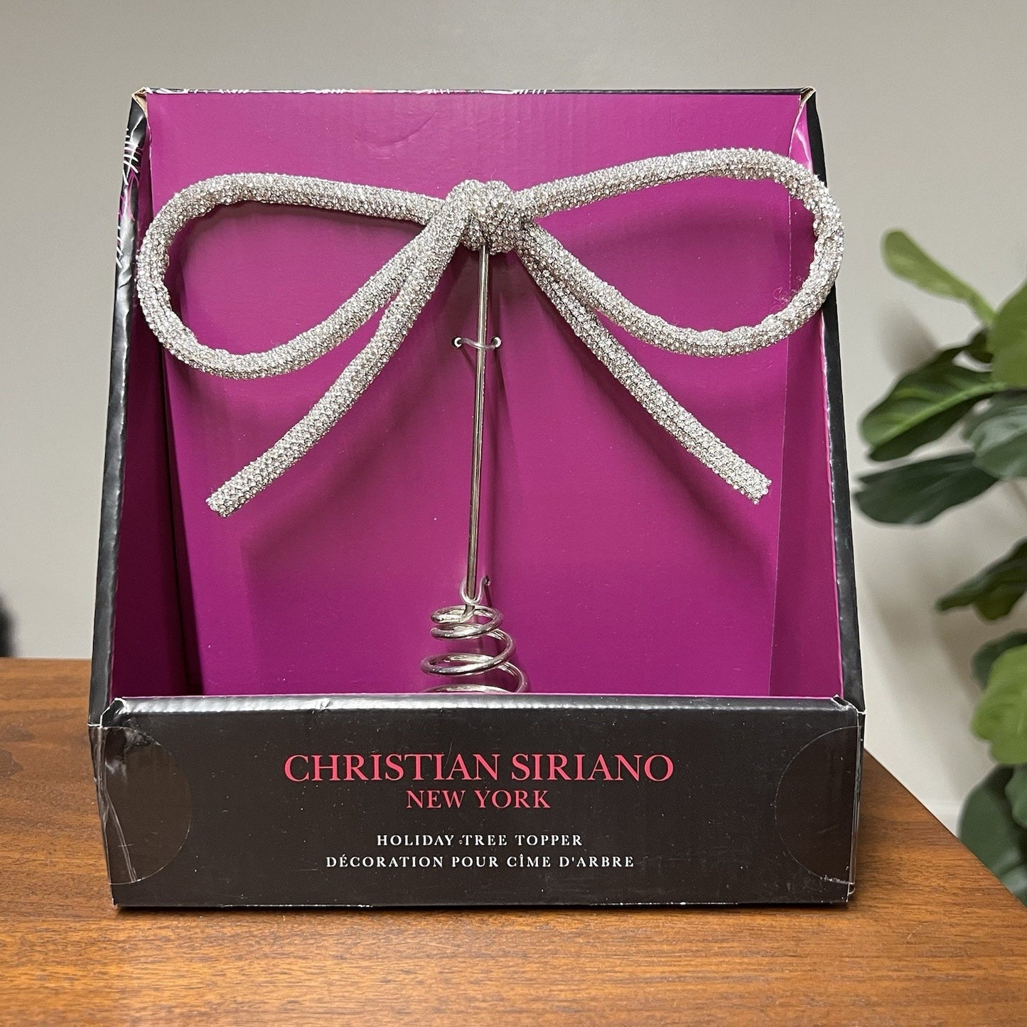 Christian Siriano Silver Rhinestone Bow Tree Topper Christmas Viral